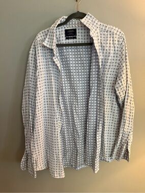 Charles Tyrwhitt White & Navy Checked Button-Up Shirt